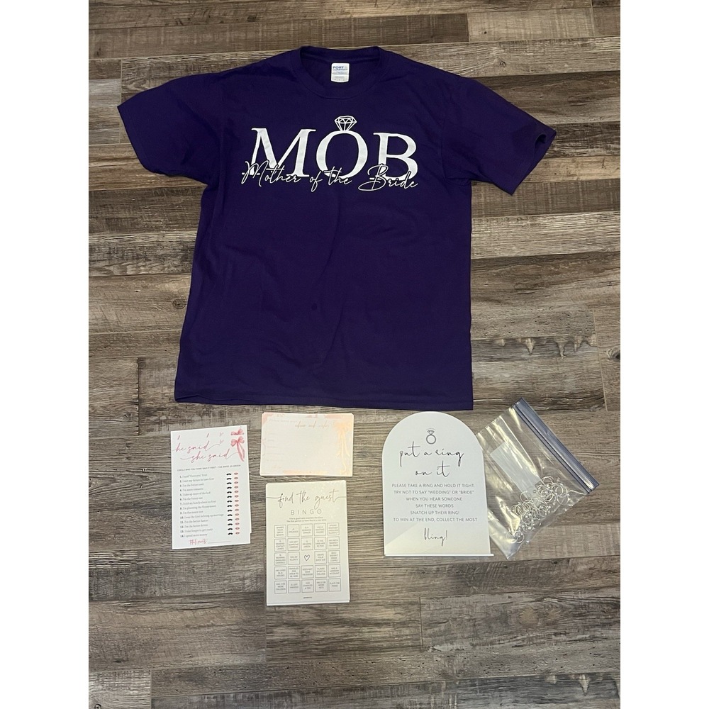 Mother Of The Bride Purple Tee Shirt Size Medium Shower Games‎ Lot